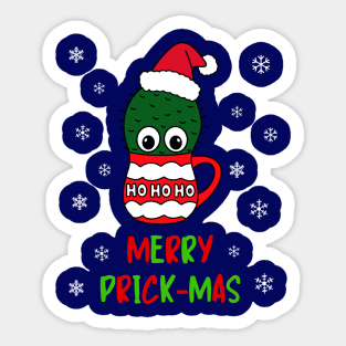 Merry Prick Mas - Cactus With A Santa Hat In A Christmas Mug Sticker